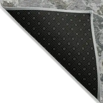 3' X 5' Charcoal Ivory And Gray Floral Washable Indoor Outdoor Area Rug
