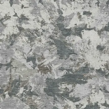 5' X 8' Charcoal Ivory And Gray Floral Washable Indoor Outdoor Area Rug