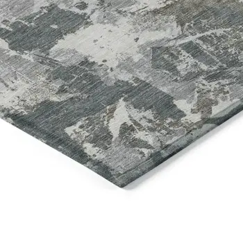 8' X 10' Charcoal Ivory And Gray Floral Washable Indoor Outdoor Area Rug
