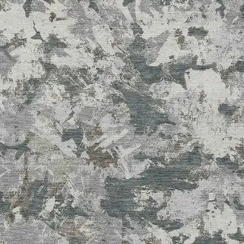 9' X 12' Charcoal Ivory And Gray Floral Washable Indoor Outdoor Area Rug