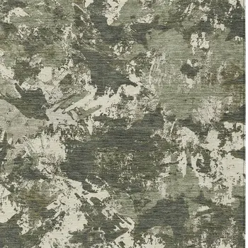 5' X 8' Olive Green And Ivory Floral Washable Indoor Outdoor Area Rug