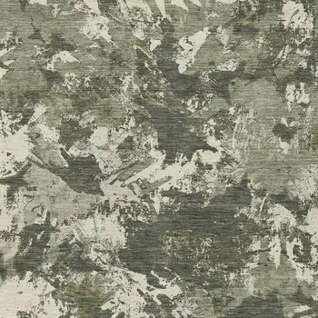 8' X 10' Olive Green And Ivory Floral Washable Indoor Outdoor Area Rug