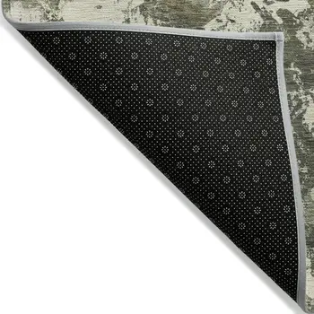 9' X 12' Olive Green And Ivory Floral Washable Indoor Outdoor Area Rug