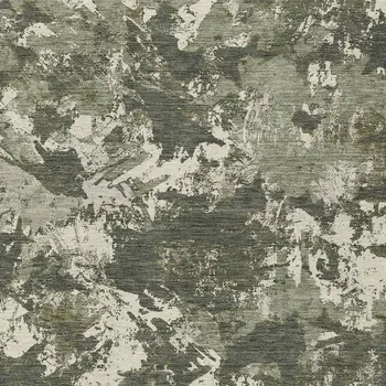 9' X 12' Olive Green And Ivory Floral Washable Indoor Outdoor Area Rug