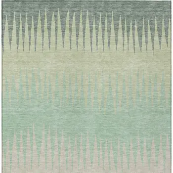 3' X 5' Artichoke Green Beige And Brown Striped Washable Indoor Outdoor Area Rug