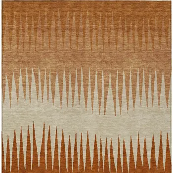 8' X 10' Copper Brown And Beige Striped Washable Indoor Outdoor Area Rug