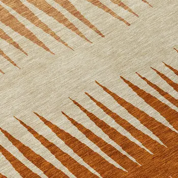 8' X 10' Copper Brown And Beige Striped Washable Indoor Outdoor Area Rug