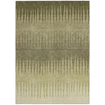 3' X 5' Green And Light Green Striped Washable Indoor Outdoor Area Rug