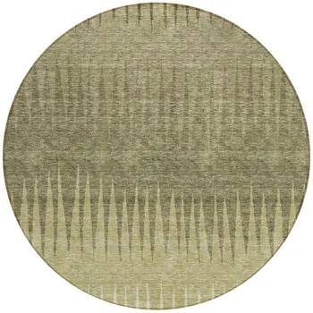 8' Green And Light Green Round Striped Washable Indoor Outdoor Area Rug