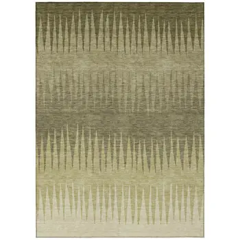 10' X 14' Green And Light Green Striped Washable Indoor Outdoor Area Rug