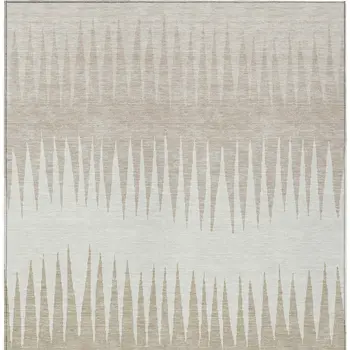 5' X 8' Ivory And Beige Striped Washable Indoor Outdoor Area Rug