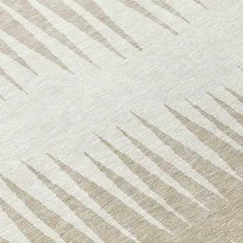 8' Ivory And Beige Round Striped Washable Indoor Outdoor Area Rug