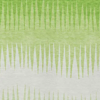 8' X 10' Lime Green And Ivory Striped Washable Indoor Outdoor Area Rug