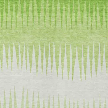 9' X 12' Lime Green And Ivory Striped Washable Indoor Outdoor Area Rug