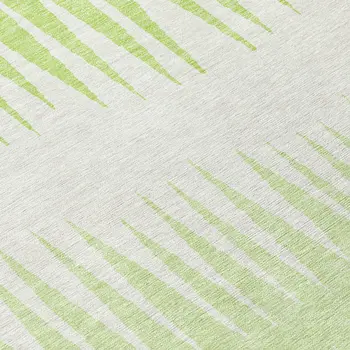 10' X 14' Lime Green And Ivory Striped Washable Indoor Outdoor Area Rug