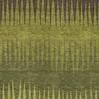 10' X 14' Olive Green Dark Green And Brown Striped Washable Indoor Outdoor Area Rug