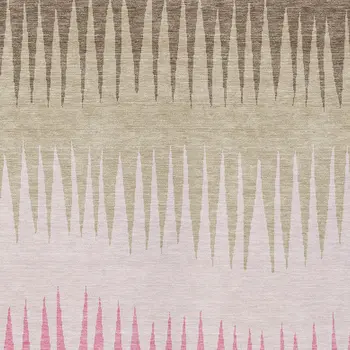 5' X 8' Pink Ivory And Brown Striped Washable Indoor Outdoor Area Rug