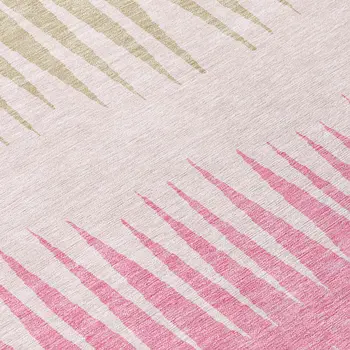9' X 12' Pink Ivory And Brown Striped Washable Indoor Outdoor Area Rug