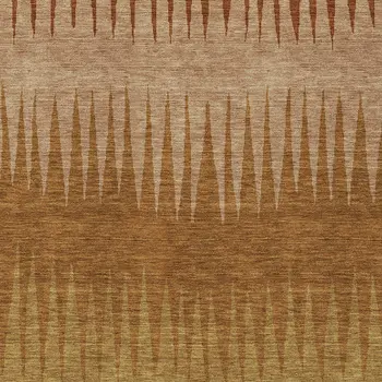 10' X 14' Copper Beige And Brown Striped Washable Indoor Outdoor Area Rug