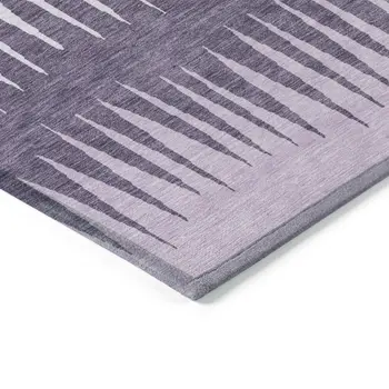 3' X 5' Purple Lavender And Gray Striped Washable Indoor Outdoor Area Rug