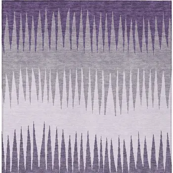 9' X 12' Purple Lavender And Gray Striped Washable Indoor Outdoor Area Rug