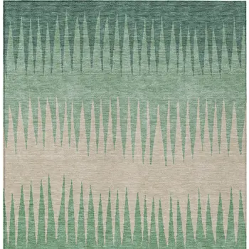 3' X 5' Sage And Gray Striped Washable Indoor Outdoor Area Rug