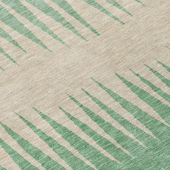 8' Sage And Gray Round Striped Washable Indoor Outdoor Area Rug