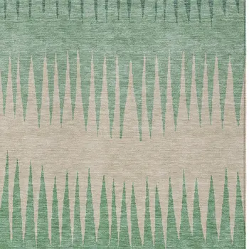 10' X 14' Sage And Gray Striped Washable Indoor Outdoor Area Rug