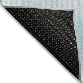3' X 5' Sky Blue And Gray Striped Washable Indoor Outdoor Area Rug