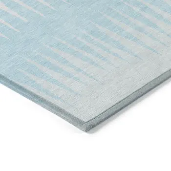 3' X 5' Sky Blue And Gray Striped Washable Indoor Outdoor Area Rug