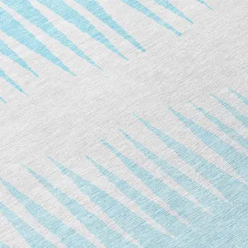 8' Sky Blue And Gray Round Striped Washable Indoor Outdoor Area Rug