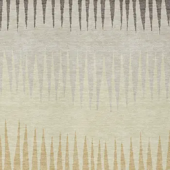 3' X 5' Taupe Beige And Gray Striped Washable Indoor Outdoor Area Rug