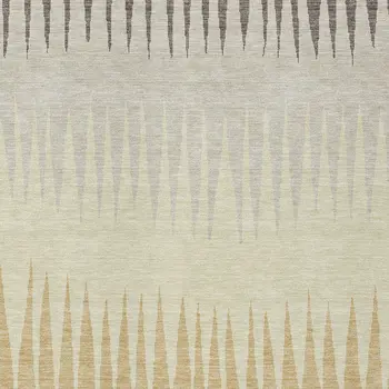 5' X 8' Taupe Beige And Gray Striped Washable Indoor Outdoor Area Rug