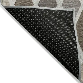 8' X 10' Beige Gray And Brown Geometric Washable Indoor Outdoor Area Rug