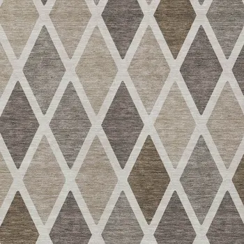 9' X 12' Beige Gray And Brown Geometric Washable Indoor Outdoor Area Rug