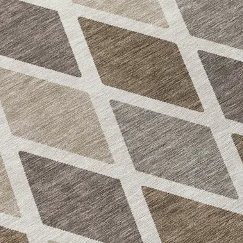 10' X 14' Beige Gray And Brown Geometric Washable Indoor Outdoor Area Rug