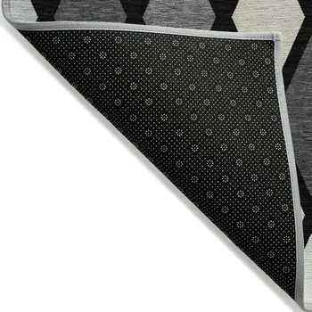10' X 14' Black Gray And Ivory Geometric Washable Indoor Outdoor Area Rug