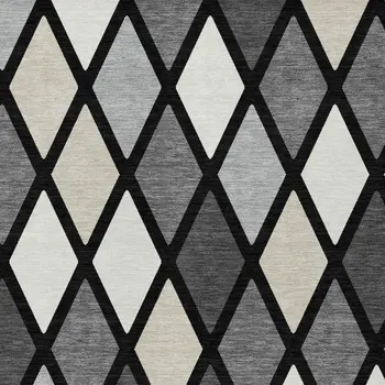10' X 14' Black Gray And Ivory Geometric Washable Indoor Outdoor Area Rug