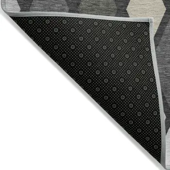 5' X 8' Gray Beige And Ivory Geometric Washable Indoor Outdoor Area Rug