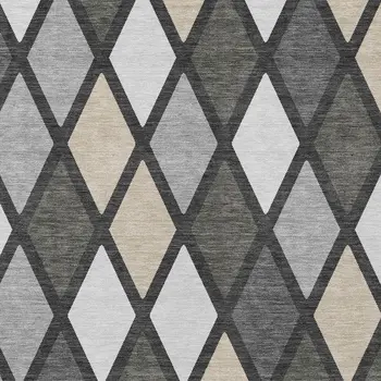 5' X 8' Gray Beige And Ivory Geometric Washable Indoor Outdoor Area Rug