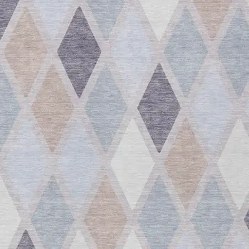 5' X 8' Lavender Brown And Ivory Geometric Washable Indoor Outdoor Area Rug