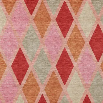 8' X 10' Pink Red And Copper Geometric Washable Indoor Outdoor Area Rug