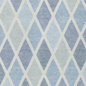 8' X 10' Sky Blue And Ivory Geometric Washable Indoor Outdoor Area Rug