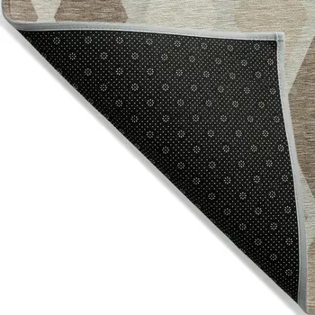 3' X 5' Taupe Beige And Ivory Geometric Washable Indoor Outdoor Area Rug