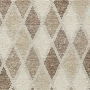 3' X 5' Taupe Beige And Ivory Geometric Washable Indoor Outdoor Area Rug