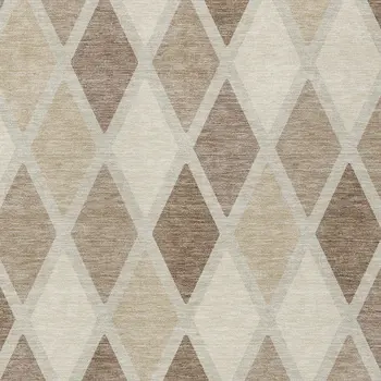 5' X 8' Taupe Beige And Ivory Geometric Washable Indoor Outdoor Area Rug