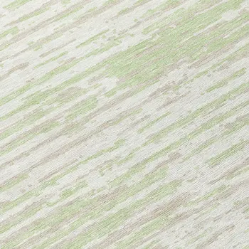 8' Artichoke Green And Ivory Round Striped Washable Indoor Outdoor Area Rug