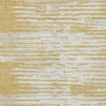 5' X 8' Gold Gray And Beige Striped Washable Indoor Outdoor Area Rug