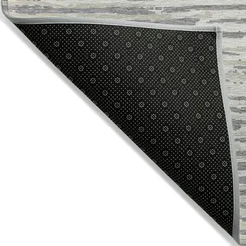8' X 10' Gray And Ivory Striped Washable Indoor Outdoor Area Rug