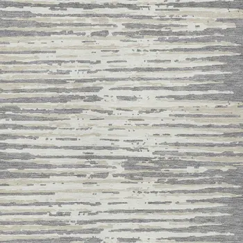 8' X 10' Gray And Ivory Striped Washable Indoor Outdoor Area Rug